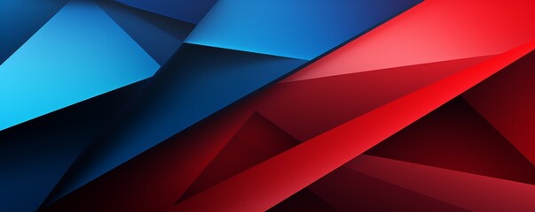 Abstract geometric background with red and blue shapes.
