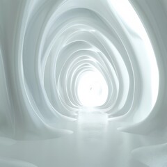 Naklejka premium Into a luminous infinity, the serene white tunnel extends