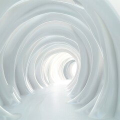 Fototapeta premium A luminous infinity awaits beyond the serene white tunnel