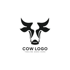 Abstract minimalist cow logo design. Vector logo template illustration.