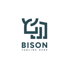 Minimalist Bison logo symbol design with stylish line art design concept. Vector illustration.Minimalist Bison logo symbol design with stylish line art design concept. Vector illustration.