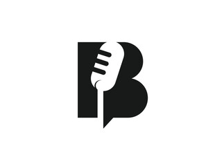 Letter B and Podcast or Radio Logo design using Microphone and Bubble chat or talk icon © Astart