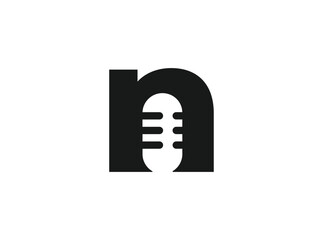 Letter N and podcast logo design concept with simple and modern styles.