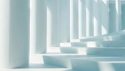airy white and light blue architectural background with tilted columns minimalist banner concept