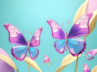 Crystal butterfly pastel background