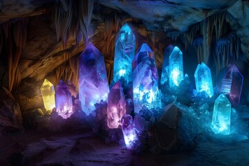Mesmerizing Crystalline Cavern Glowing Gemstones and Ethereal Illumination