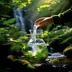 an artistic image of a person holding a water jug