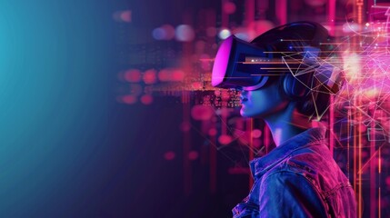 Obraz premium Virtual Reality Glasses extreme closeup. and technology background