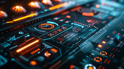 Obraz premium Sci-fi digital interface HUD elements mega set pack. User Interface, frame screens. Blue Callouts titles, FUI circle set, Loading bars. Dashboard display virtual reality technology screen.