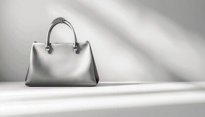 elegant gray leather womens handbag on minimalist white background fashion accessory concept illustration