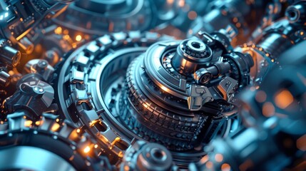 Fototapeta premium Cogwheels machinery , engineering and industry or concepts such as teamwork and search engine close up 