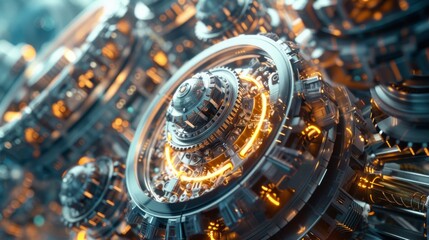 Cogwheels machinery , engineering and industry or concepts such as teamwork and search engine close up
