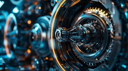 Cogwheels machinery , engineering and industry or concepts such as teamwork and search engine close up
