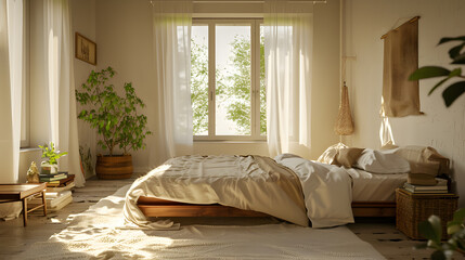 A bed with a white comforter and a pillow