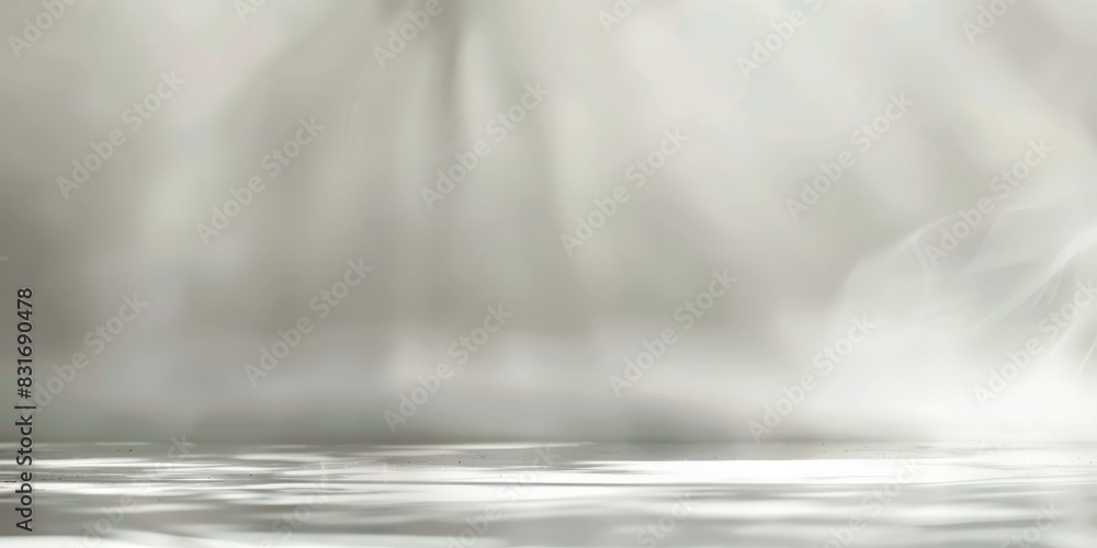 Poster white empty room with smoke or fog on white background. misty ethereal scene with soft light and ref