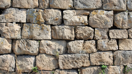 Obraz premium Classical Style Stone Wall with Large Rough Stones and Unpolished Patterns, Exuding High-Class and Design Aesthetic, Ideal for Industrial or Historical Backgrounds