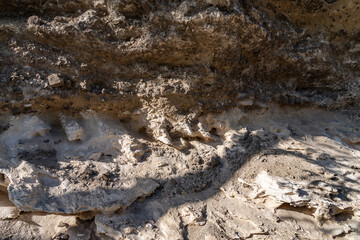 Alluvium / Sand and gravel, Salt weathering / Alcove (landform) Older dune deposits / Sand dunes / Well-sorted calcareous sand, Diamond Head Rd, Honolulu Oahu Hawaii geogoly.  two Stratum