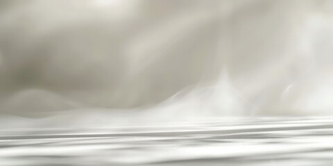 Obraz premium White empty room with smoke or fog on white background. Misty ethereal scene with soft light and reflective surface creating a serene and calming atmosphere in a dreamy abstract style 