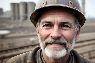 Obraz premium an image of a man blue collar worker in the oil, construction, trades industry on the job site, Safety, Uniform, Tools, Equipment, Labor, Worksite, Industrial, Rig, Pipeline, Machinery, Engineer