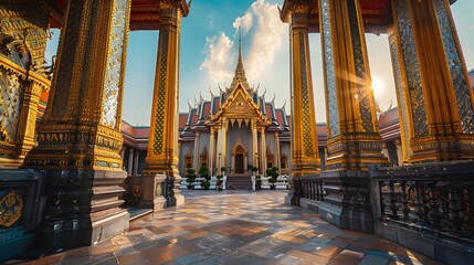 Obraz premium Magnificent Golden Temple of the Grand Palace in Bangkok Thailand