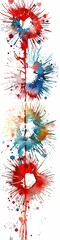 Obraz premium Red, white and blue fireworks illustration with an abstract watercolor style. 