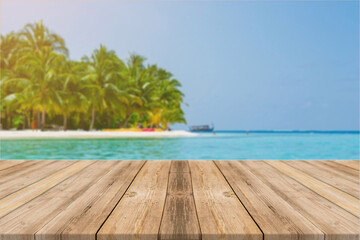 Fototapeta premium beach with wooden floor