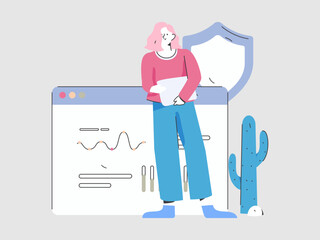 Business network security character flat vector concept operation hand drawn illustration
