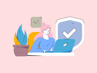 Business network security character flat vector concept operation hand drawn illustration
