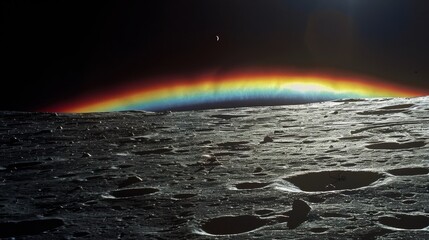 Cosmic Harmony: Moon's Backside Rainbow Prism by Pink Floyd