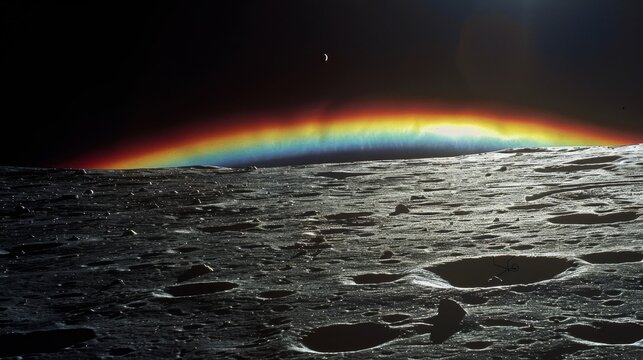 Cosmic Harmony: Moon's Backside Rainbow Prism by Pink Floyd
