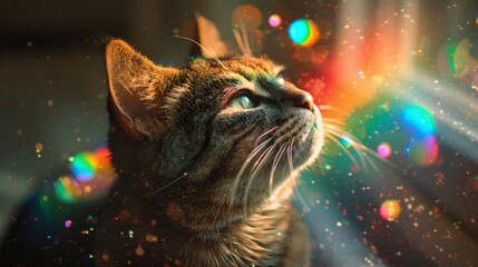 Colorful Nyan Cat Animation Soaring Through Space with Rainbow Trail - Playful and Fun Animated...