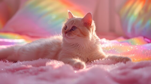 Cosmic Nyan Cat: Playful Animated Illustration of a Colorful Cat with Cosmic Rainbow Trail