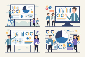 Business Analytics and Data Presentation Illustration Set