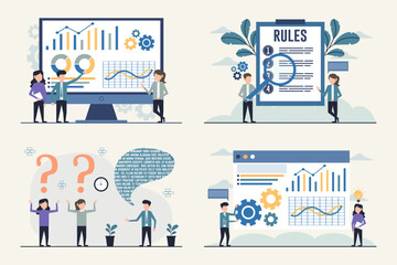 Business Analytics and Team Collaboration Illustrations