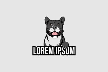 Friendly pitbull cartoon character vector logo