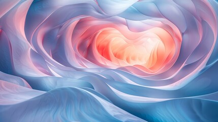 Obraz premium Close-up of an organic tunnel with blue and pink hues, smooth, flowing textures, glowing inner light, and delicate patterns