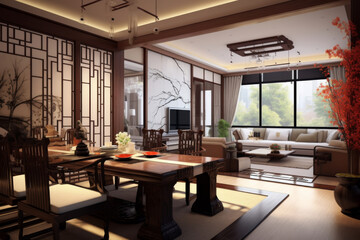 Interior design. Computer Generated Image Of Modern apartment living room. Architectural Visualization. 3D Render.
