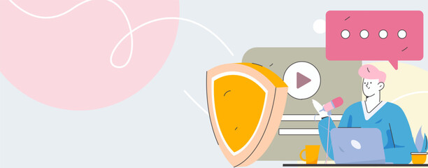 Business network security character flat vector concept operation hand drawn illustration
