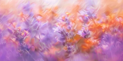 A blurred background in light orange and purple colors.