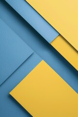 Fototapeta premium A minimalist background of yellow and blue showcases geometric shapes, clean lines, and vibrant colors.