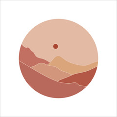 Circle mountain landscape background vector element