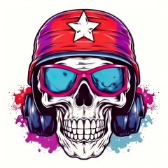 Art illustration skull  biker