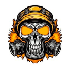Art illustration skull  biker