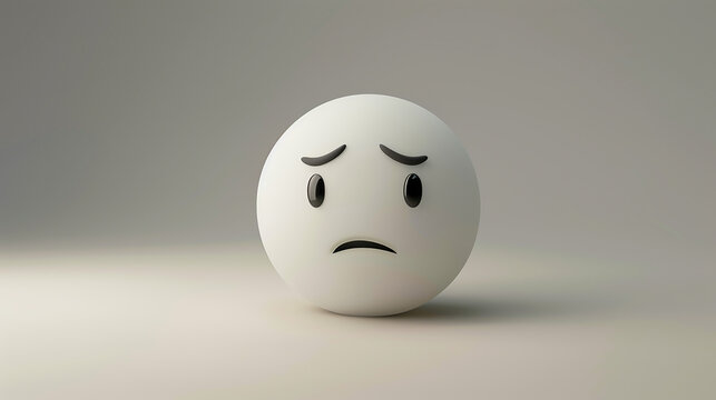 sad worry emoji 3d on white background. digital 3d render