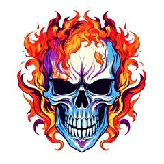 Art illustration skull skull on fire