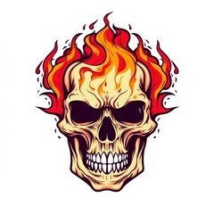 Art illustration skull skull on fire