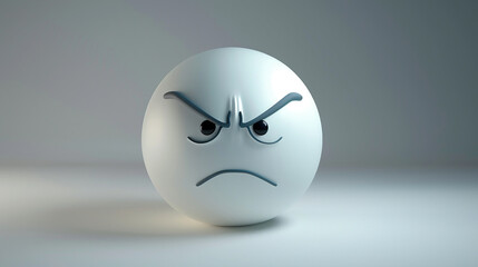 cute character with angry expression on white background. digital 3d render
