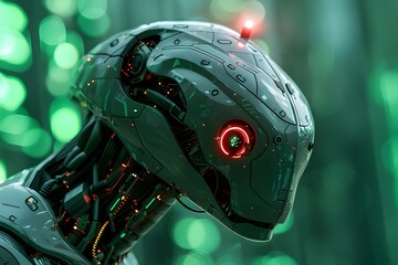 Cybernetic Animal with Robotic Features and Danger Siren in Financial Background