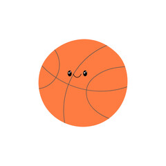 Basketball ball doodle vector illustration. Sports character smiling. Cute funny style