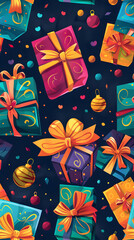 Fototapeta premium Seamless pattern of Christmas images